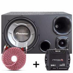 Caixa-Trio-Pioneer-350w-Sub-12-Selenium---Cabo-Rca-5-Metros---Modulo-Stetsom
