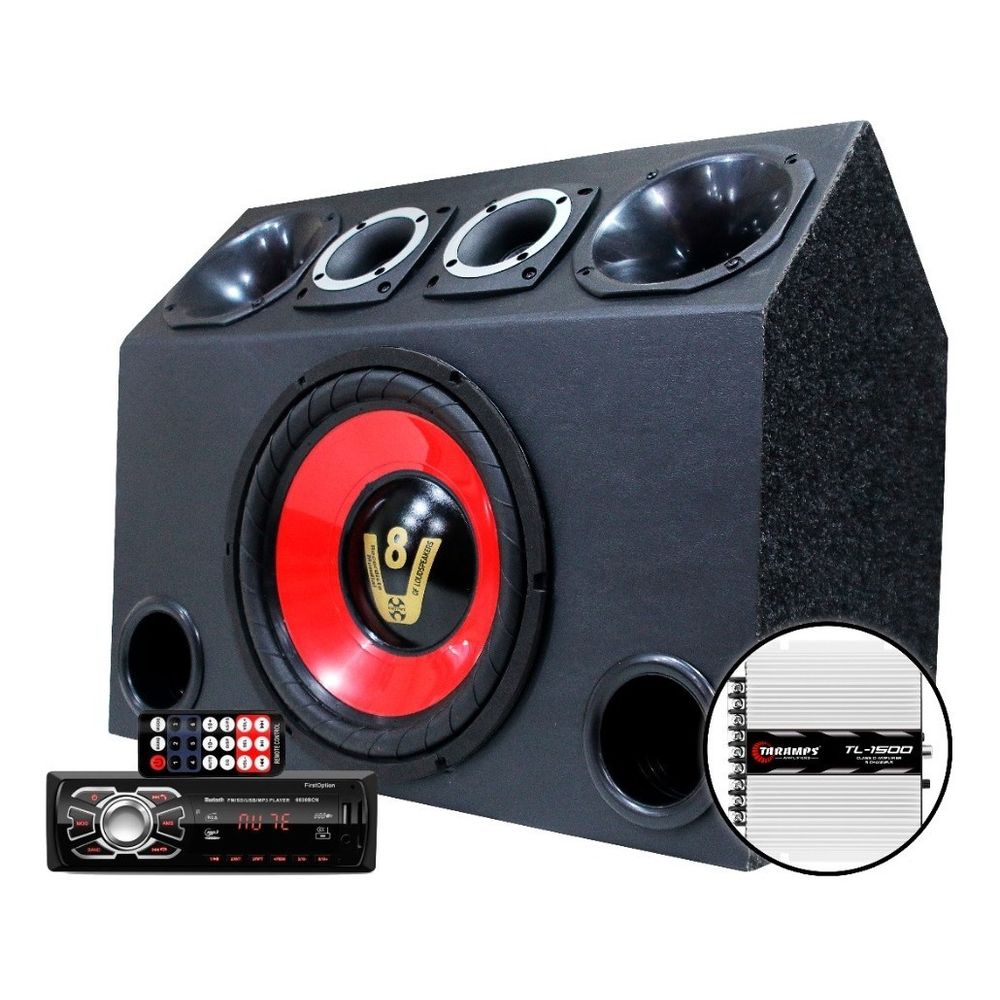 Caixa Bob Residencial Trio Som Pioneer Bluetooth red